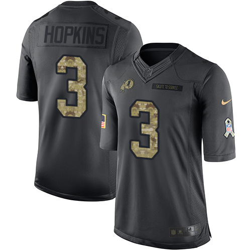 Men's Limited Dustin Hopkins Nike Jersey Black - #3 2016 Salute to Service NFL Washington Redskins